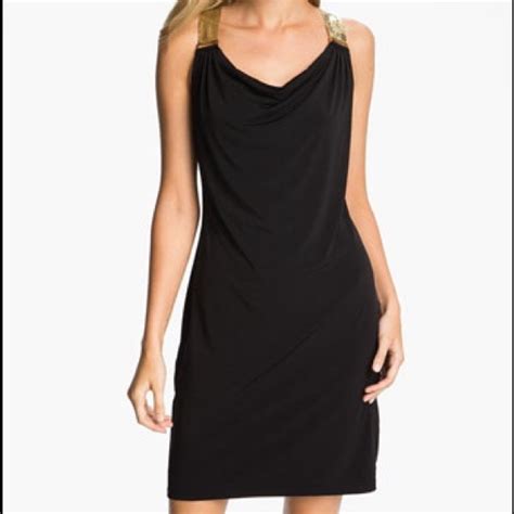 michael kors black dress gold chain straps|michael kors black.